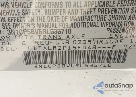 2024 Nissan Kicks S Xtronic Cvt z USA, uszkodzony, nr VIN 3N1CP5BV6RL535710